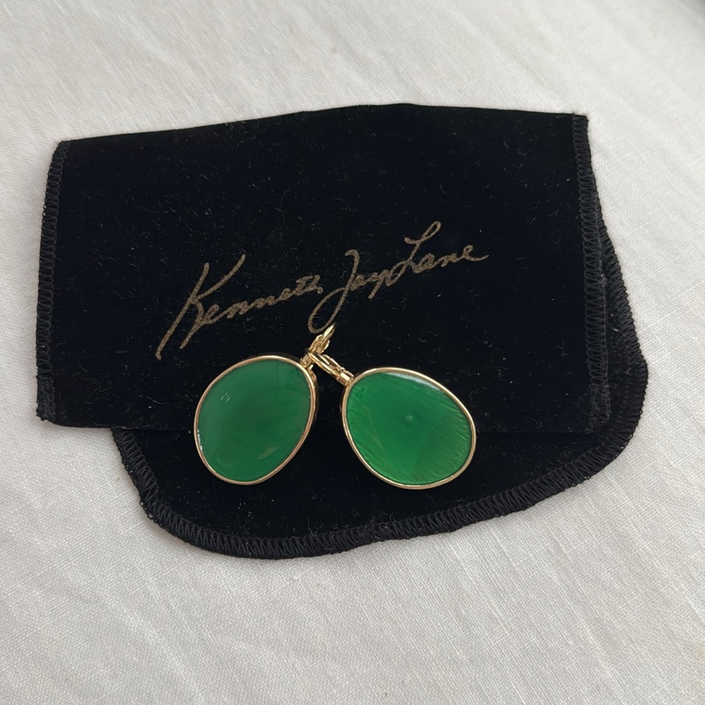 Kenneth Jay Lane green drop earrings